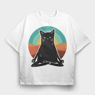 Yoga Cat 2, Tricou Oversize Barbati (Unisex)