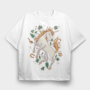 St Patricks Unicorn, Tricou Oversize Barbati (Unisex)