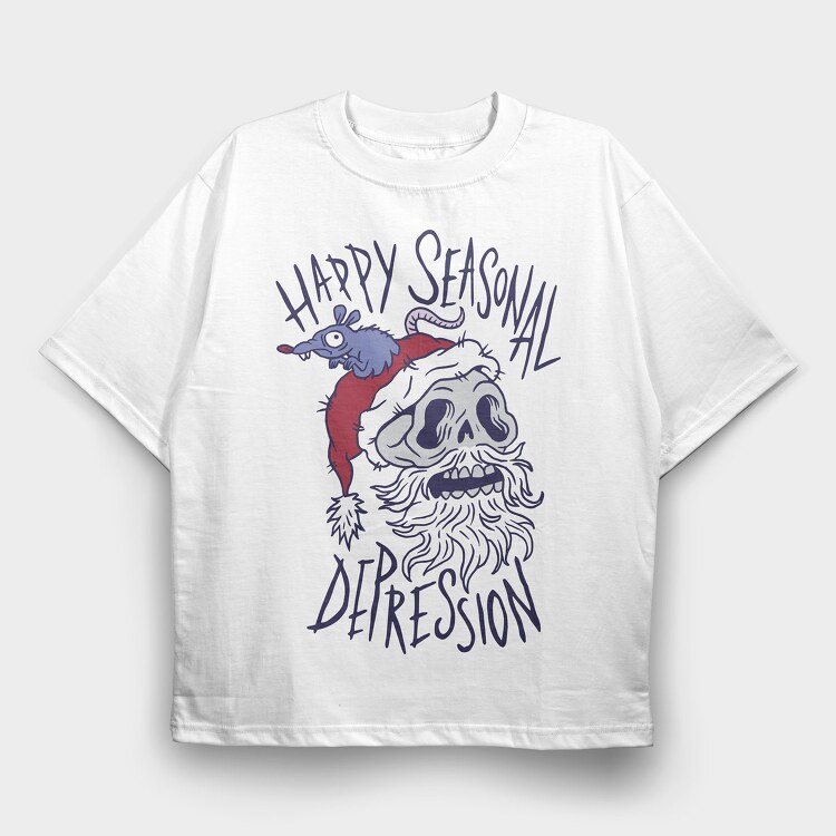 Happy Seasonal Depression, Tricou Oversize Barbati (Unisex)