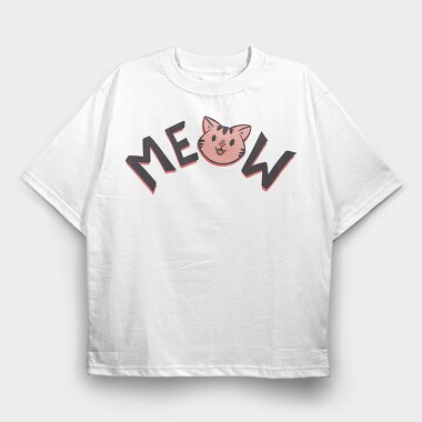 Meow Cute Cat, Tricou Oversize Barbati (Unisex)