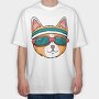 Cat Glasses 2, Tricou Oversize Barbati (Unisex)
