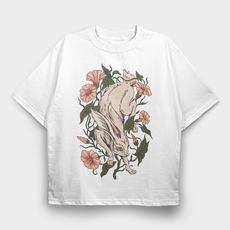 Hare Rabbit Ivy Flowers, Tricou Oversize Barbati (Unisex)