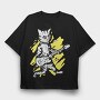 Cat Guitar, Tricou Oversize Barbati (Unisex)
