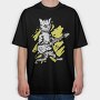 Cat Guitar, Tricou Oversize Barbati (Unisex)