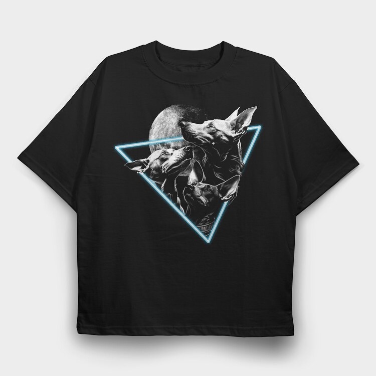 Dogs & Moon, Tricou Oversize Barbati (Unisex)