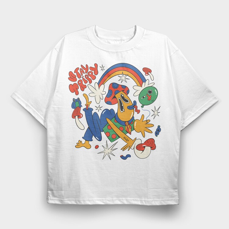 Stay Trippy Fungi, Tricou Oversize Barbati (Unisex)
