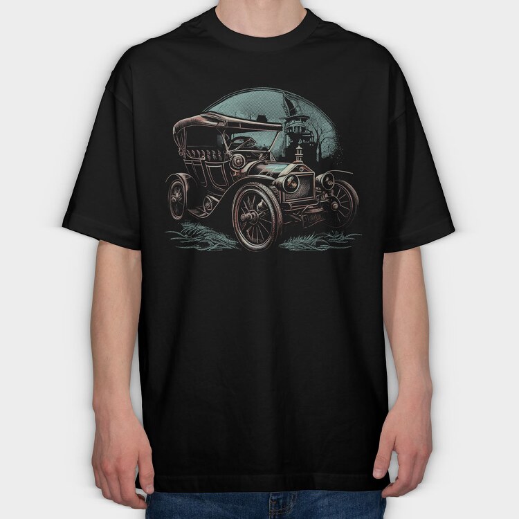 Steampunk Car, Tricou Oversize Barbati (Unisex)