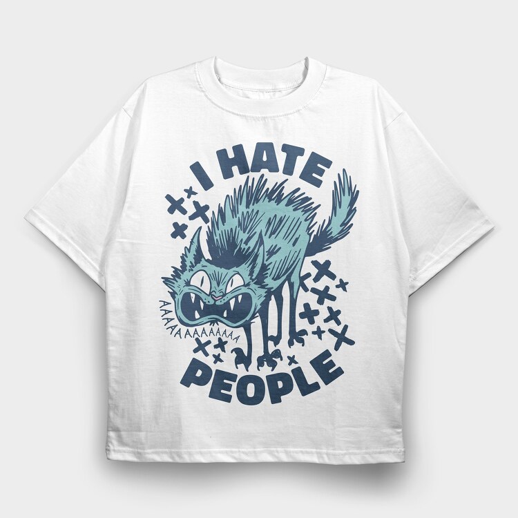 Cat I Hate People, Tricou Oversize Barbati (Unisex)