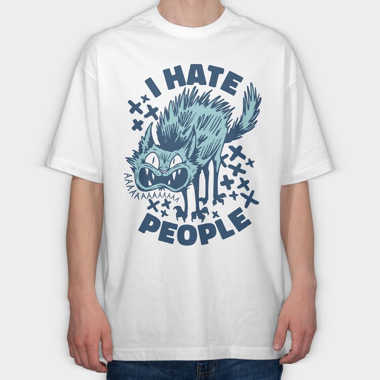 Cat I Hate People, Tricou Oversize Barbati (Unisex)