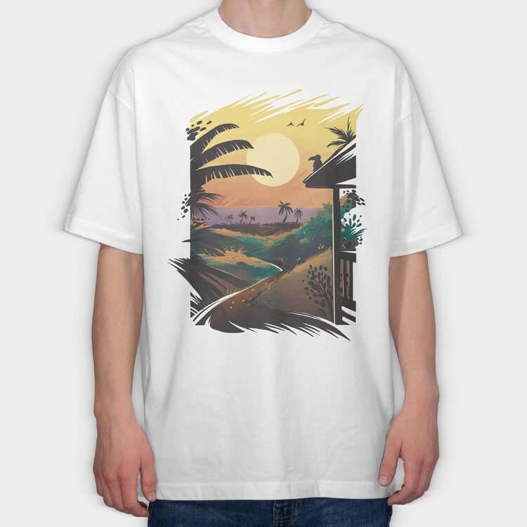 Hawaiian Landscape, Tricou Oversize Barbati (Unisex)