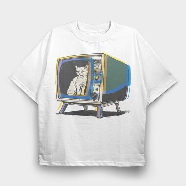 Cat Inside Tv, Tricou Oversize Barbati (Unisex)