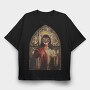 Cat Jesus, Tricou Oversize Barbati (Unisex)