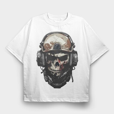 Military Skull, Tricou Oversize Barbati (Unisex)