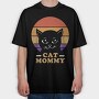 Cat Mommy Retro Sunset, Tricou Oversize Barbati (Unisex)