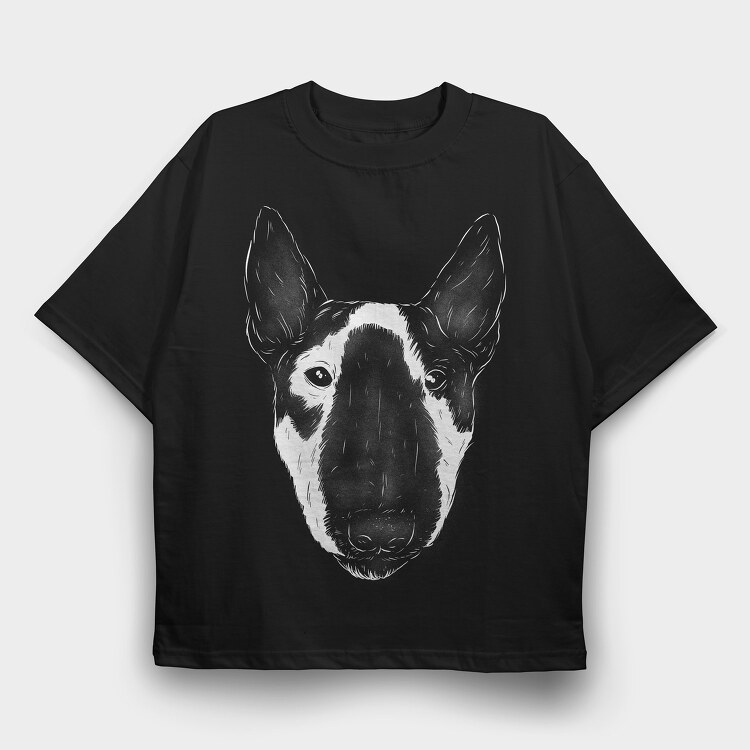 Miniature Bull Terrier, Tricou Oversize Barbati (Unisex)