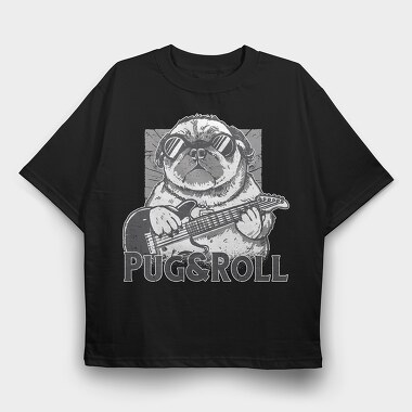 Pug And Roll, Tricou Oversize Barbati (Unisex)