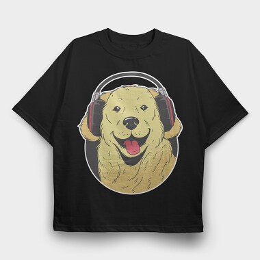 Headphone Dog, Tricou Oversize Barbati (Unisex)