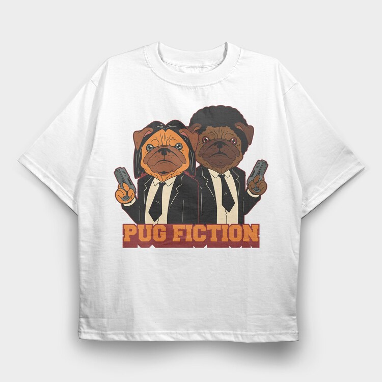 Pug Fiction, Tricou Oversize Barbati (Unisex)