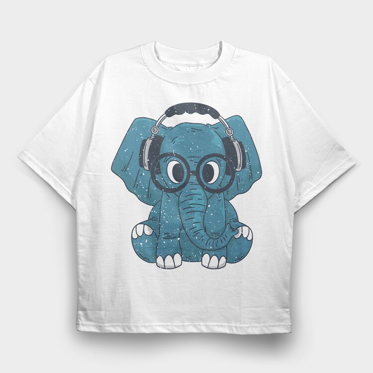 Elephant With Glasses, Tricou Oversize Barbati (Unisex)