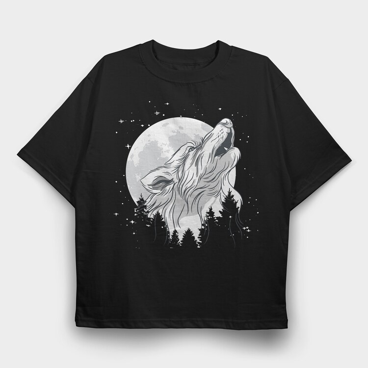 Wolf Moon, Tricou Oversize Barbati (Unisex)