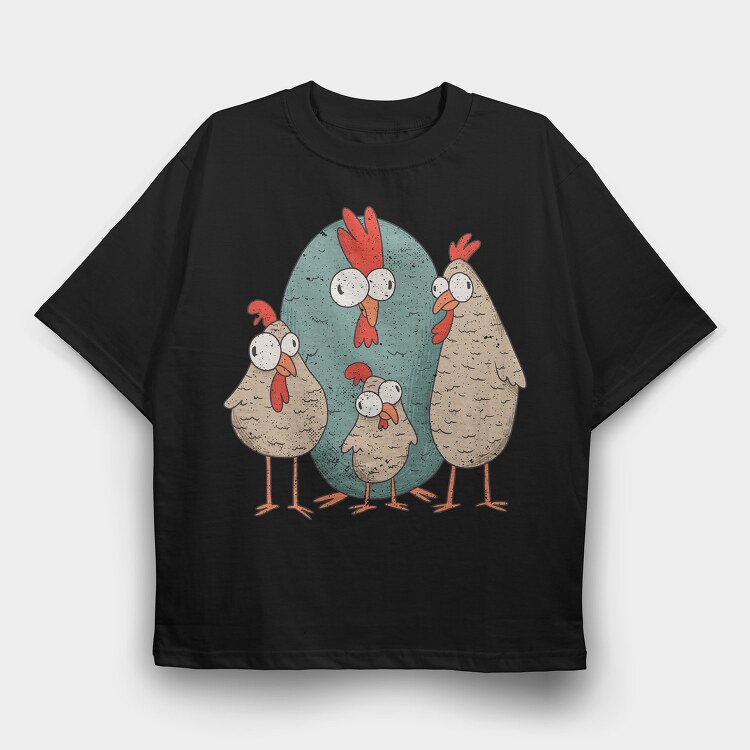 Crazy Chickens, Tricou Oversize Barbati (Unisex)