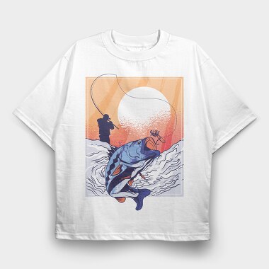 Fisherman Fish, Tricou Oversize Barbati (Unisex)