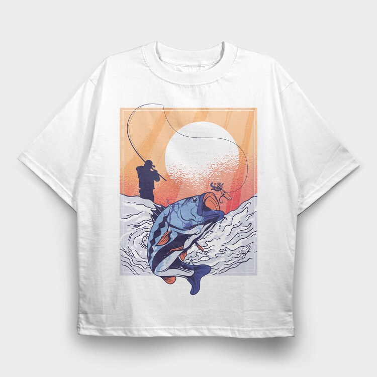 Fisherman Fish, Tricou Oversize Barbati (Unisex)
