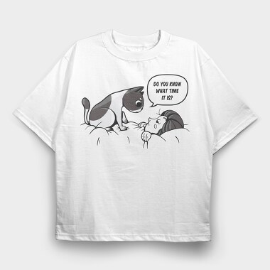 Cat Waking Up Girl, Tricou Oversize Barbati (Unisex)