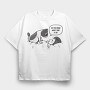 Cat Waking Up Girl, Tricou Oversize Barbati (Unisex)