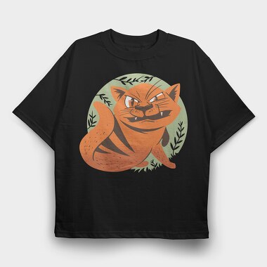 Angry Cat, Tricou Oversize Barbati (Unisex)