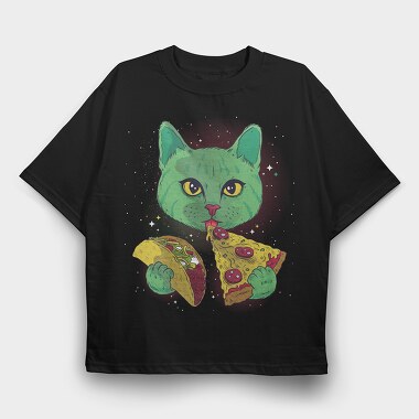 Cosmic Cat, Tricou Oversize Barbati (Unisex)