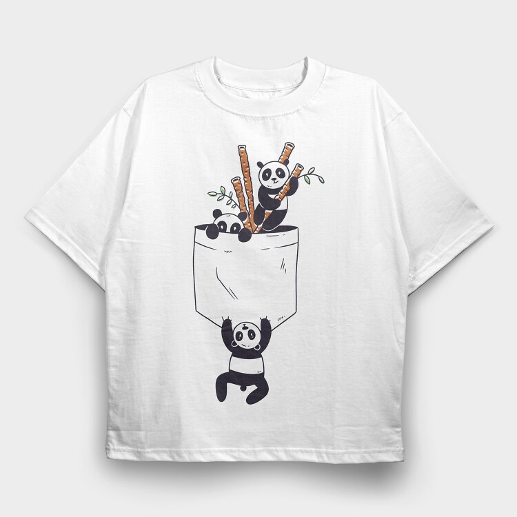 Pocket Pandas, Tricou Oversize Barbati (Unisex)