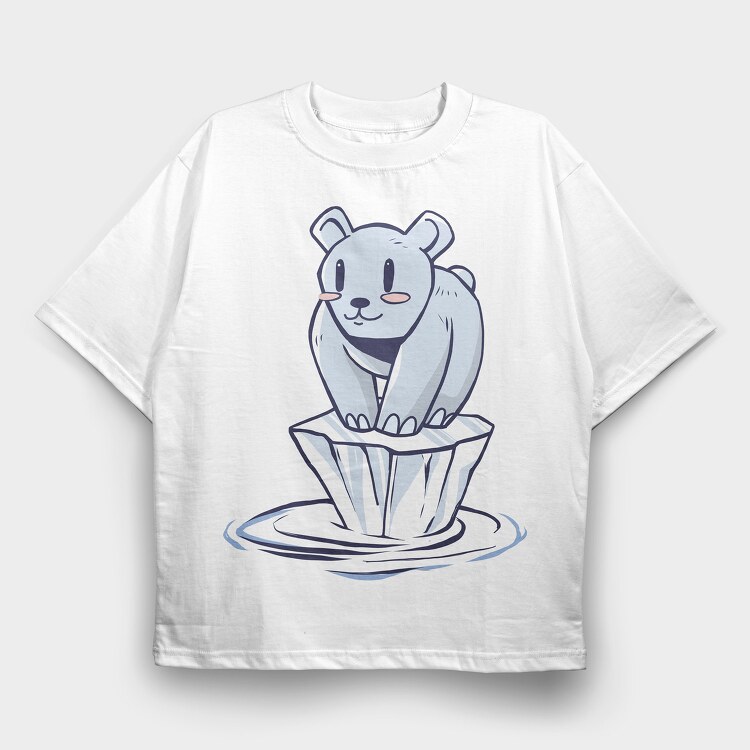 Polar Bear Alone, Tricou Oversize Barbati (Unisex)