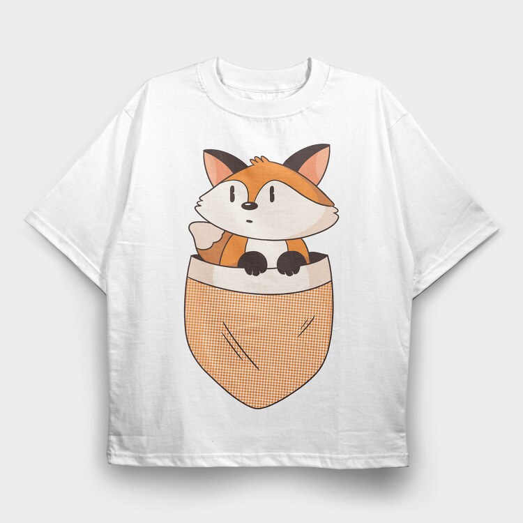 Pocket Fox, Tricou Oversize Barbati (Unisex)