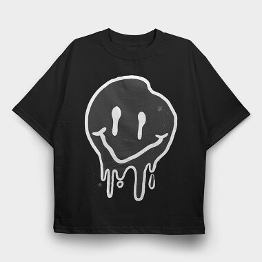 Black Smiley, Tricou Oversize Barbati (Unisex)