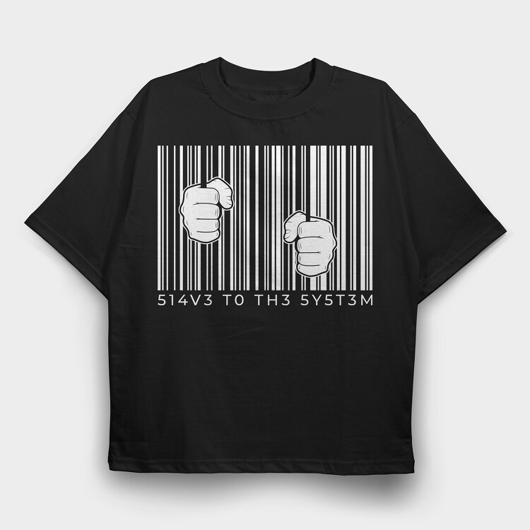 Hands On Barcode, Tricou Oversize Barbati (Unisex)