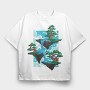 Bonsai Floating Island, Tricou Oversize Barbati (Unisex)
