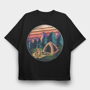 Camping, Tricou Oversize Barbati (Unisex)