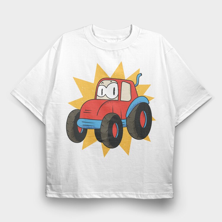 Cartoon Tractor, Tricou Oversize Barbati (Unisex)