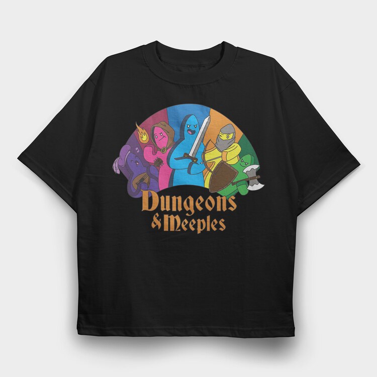Dungeons Meeples, Tricou Oversize Barbati (Unisex)