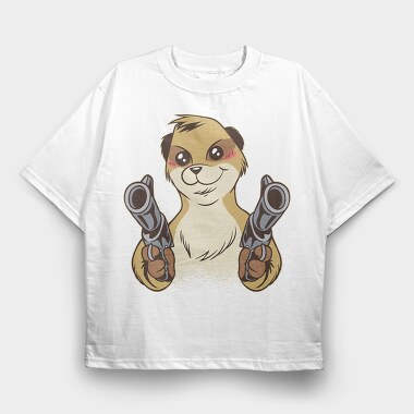 Meerkat Gun, Tricou Oversize Barbati (Unisex)