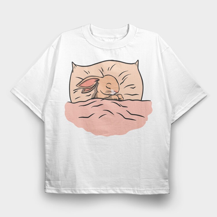 Bunny Sleeping, Tricou Oversize Barbati (Unisex)