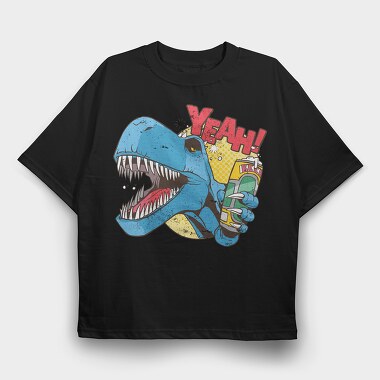 Drunk Dino Yeah, Tricou Oversize Barbati (Unisex)