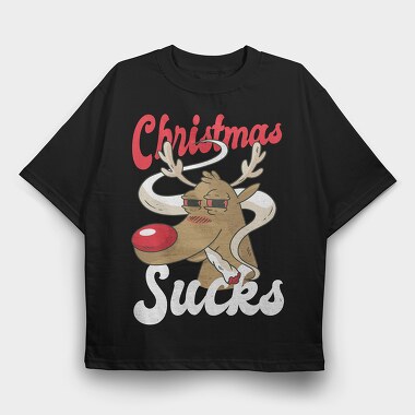 Reindeer Smoking, Tricou Oversize Barbati (Unisex)