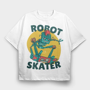 Robot Skater, Tricou Oversize Barbati (Unisex)