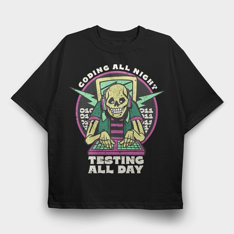 Skeleton Coding, Tricou Oversize Barbati (Unisex)
