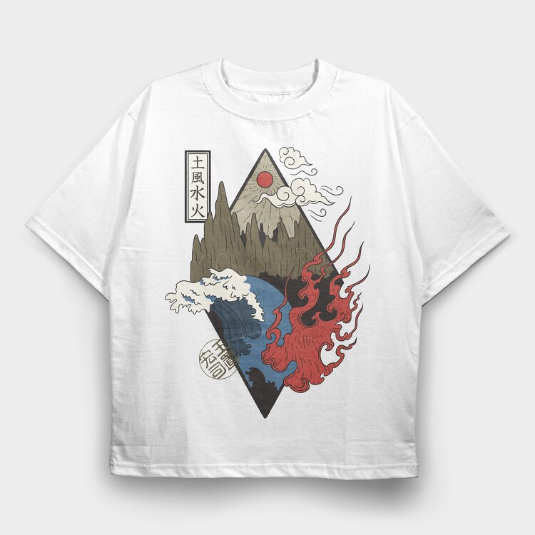 Four Elements, Tricou Oversize Barbati (Unisex)