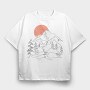 Lineart Landscape, Tricou Oversize Barbati (Unisex)