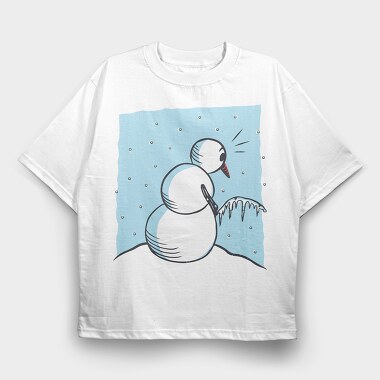 Snowman Peeing, Tricou Oversize Barbati (Unisex)