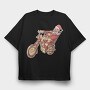 Santa Motorbike, Tricou Oversize Barbati (Unisex)